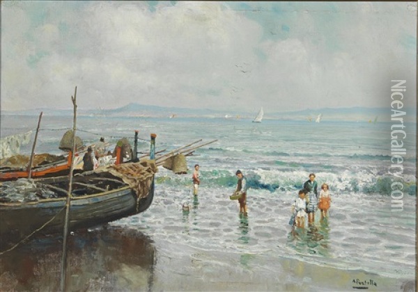 Maritime Scene Oil Painting - Attilio Pratella