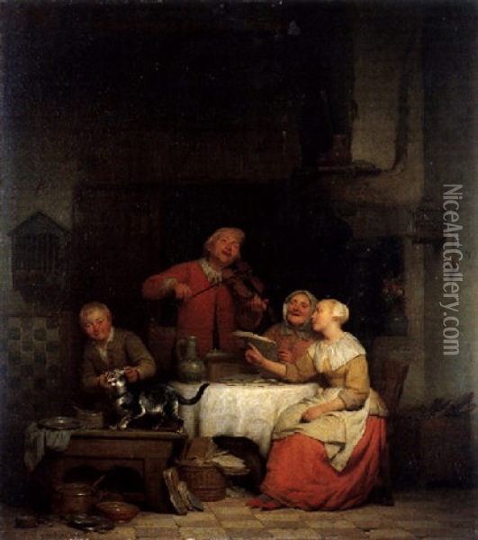 Das Hauskonzert Oil Painting - Ferdinand de Braekeleer the Elder