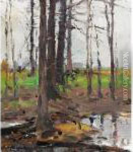 Landscape With Trees Oil Painting - Farquhar Mcgillivr. Knowles