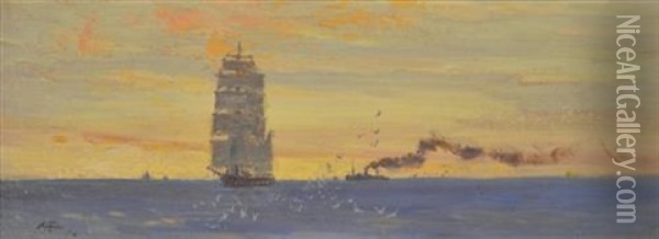 Sunrise, Botany Bay Oil Painting - Albert Henry Fullwood