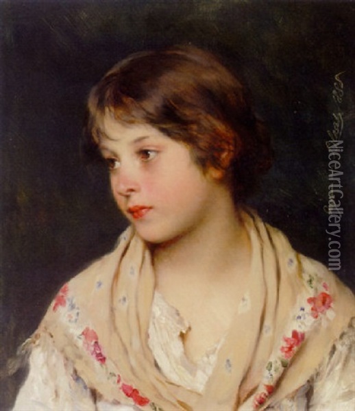 Portrait Of A Girl Oil Painting - Eugen von Blaas