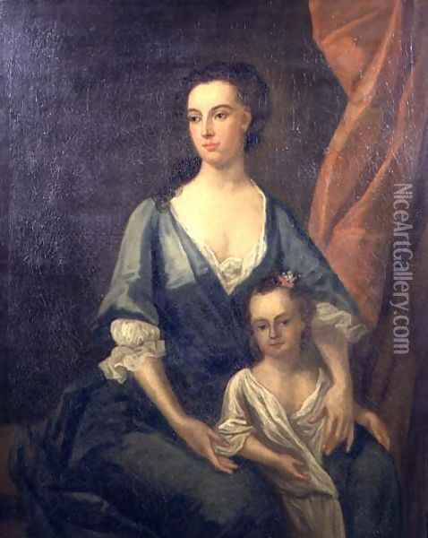 Portrait of Catherine Shorter with Horace Walpole 1717-97 Oil Painting - Charles Jervas
