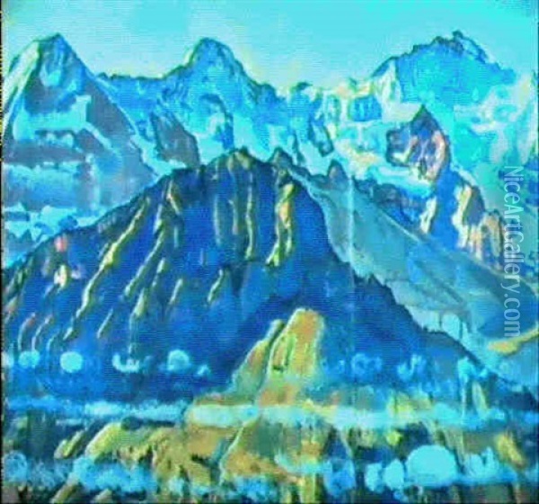 Eiger, Monch Und Jungfrau In Der Mittagssonne Oil Painting - Ferdinand Hodler