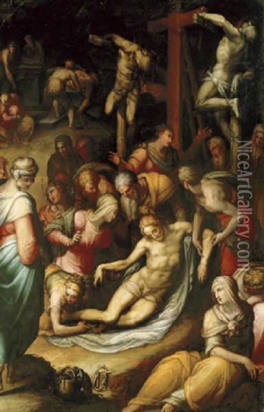The Deposition From The Cross Oil Painting - Giovanni Battista di Matteo Naldini