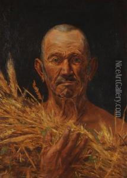 Uomo Con Fascio Di Grano Oil Painting - Antonino Leto