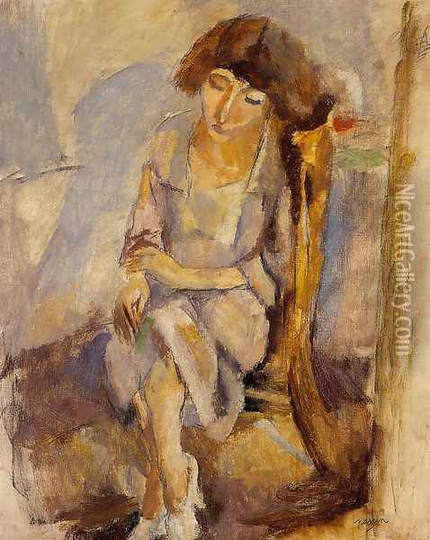 Seated Portrait of Hermine David Oil Painting - Jules Pascin