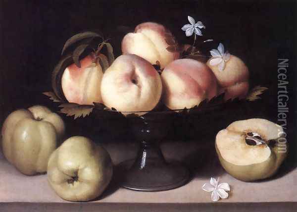 Still-life with Peaches Oil Painting - Panfilo Nuvolone