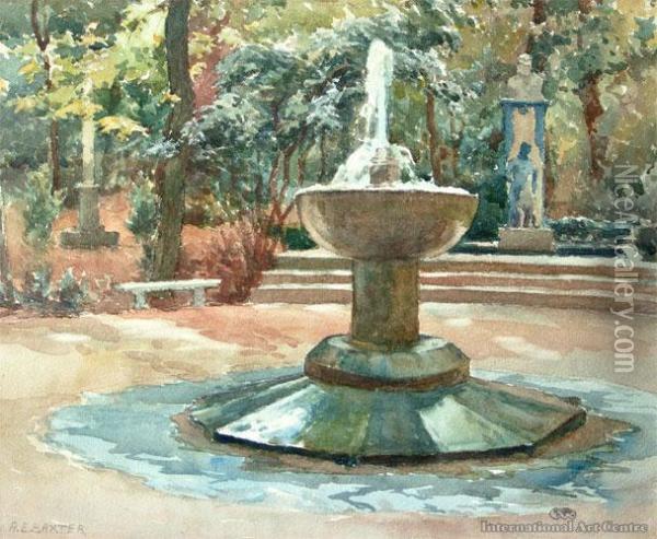 Fountain In Woods Out Of Granada, Spain Oil Painting - Alfred Ernest Baxter
