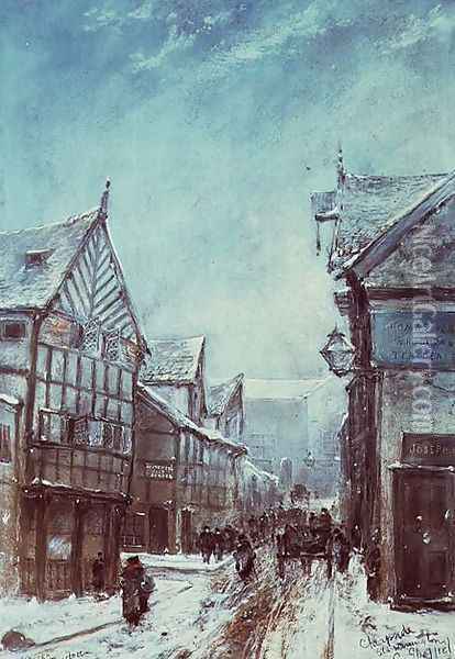 Old Cheapside, Warrington, 1864 Oil Painting - George Sheffield