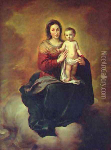 Madonna in the Clouds Oil Painting - Bartolome Esteban Murillo