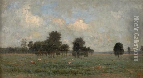 Paysage Aux Vaches Oil Painting - Alfred De Knyff
