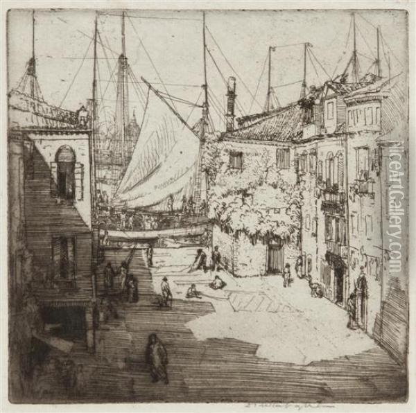 Sail Yard, Venice Oil Painting - Donald Shaw Maclaughlan