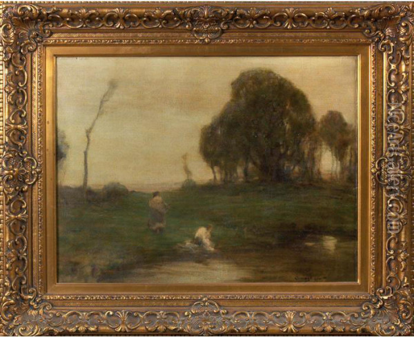Landscape With Figures Oil Painting - Chauncey Foster Ryder