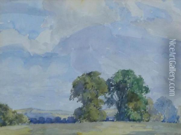 Landscape With Trees Oil Painting - John Keeley