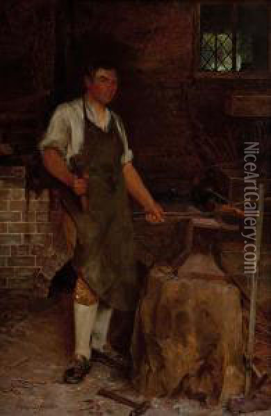 At The Smithy Oil Painting - Walter-Dendy Sadler