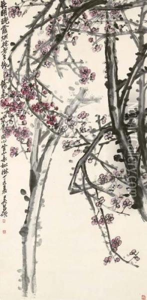 Prunus Oil Painting - Wu Changshuo