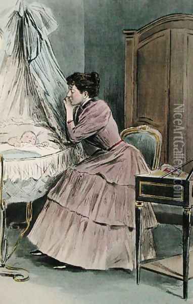 The Young Mother, from La Femme a Paris by Octave Uzanne, engraved by F. Masse, 1894 Oil Painting - Pierre Vidal