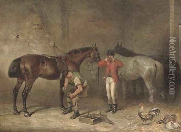 The morning of the hunt Oil Painting - Thomas Hillier Mew