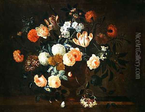 Vase of Flowers Oil Painting - Jean-Baptiste Monnoyer