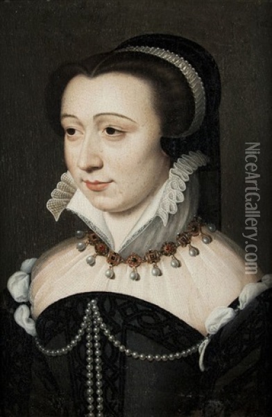 Bildnis Der Anne D'este, Duchesse De Guise Oil Painting - Francois Clouet
