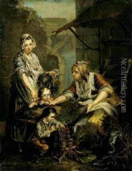 Die Kastanienrosterin. Oil Painting - Jean Baptiste Greuze