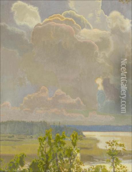 Auringonlasku. Oil Painting - Antti Faven