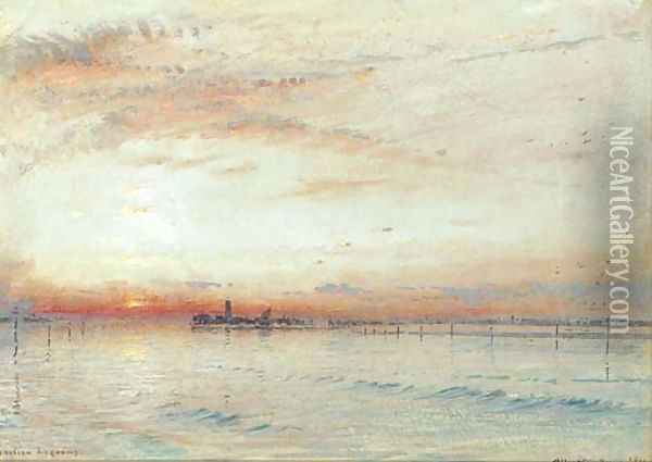 Venetian Lagoons Oil Painting - Albert Goodwin