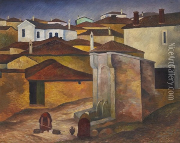 Brunnen In Veles (mazedonien) Oil Painting - Gustav Wunderwald