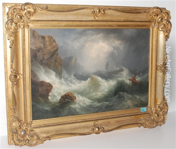 Schiffbruch Vor Der Sturmischen Kuste Oil Painting - John Warkup Swift