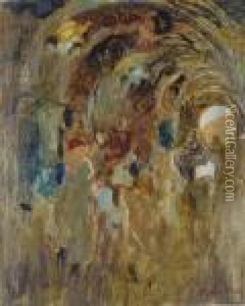Nella Grotta Oil Painting - Plinio Nomellini