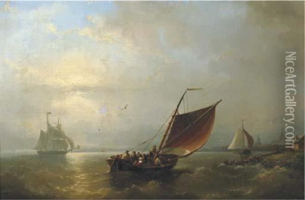 Shipping Off Shore Oil Painting - Nicolaas Riegen