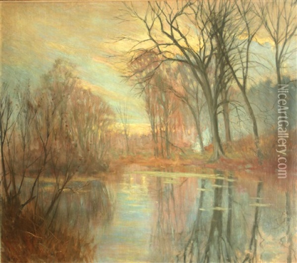 Lake In The Woods Oil Painting - Hal Robinson