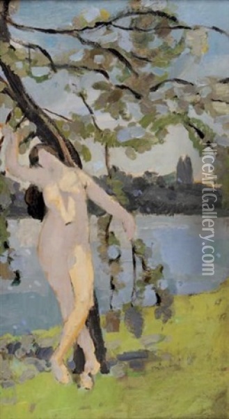 Femme Nue Au Bord De La Riviere Oil Painting - Jacqueline Marval