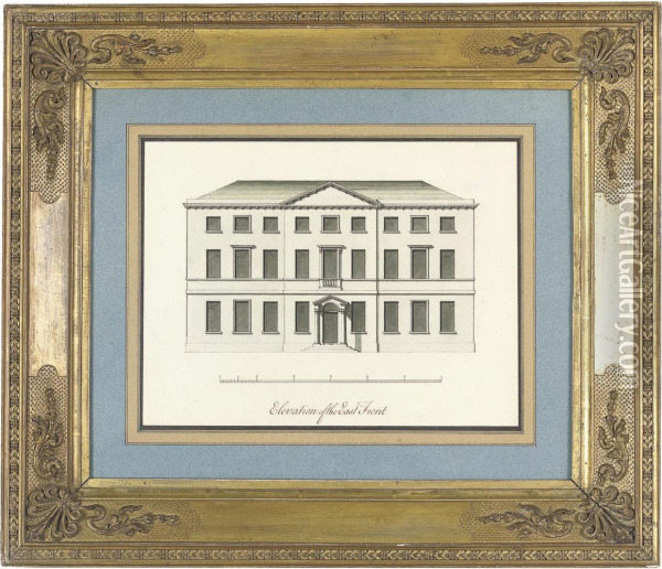 Elevation For The East Front, Thought To Be For Enville Hall,staffordshire Oil Painting - William Chambers