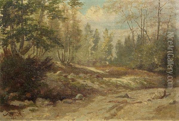 A Wooded Landscape Oil Painting - Albert Clinton Conner