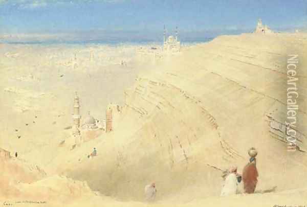 Cairo from the Mokattam Hills, Egypt Oil Painting - Albert Goodwin