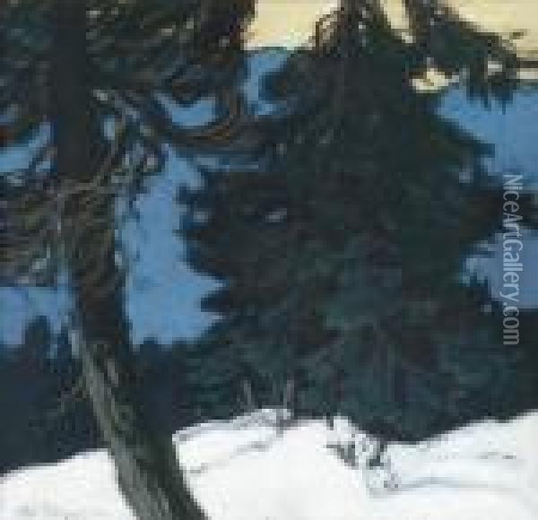 Trees Oil Painting - Oskar Mulley