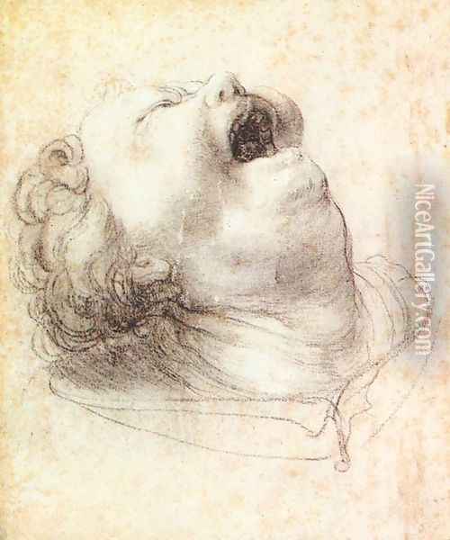 Head of a Shouting Man c. 1520 Oil Painting - Matthias Grunewald (Mathis Gothardt)