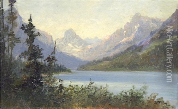 Two Medicine Lake, Glacier Park Oil Painting - John Fery