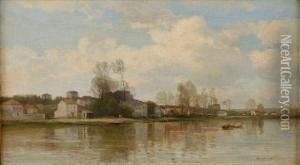 Bords De Seine Oil Painting - Eugene Antoine Samuel Lavieille