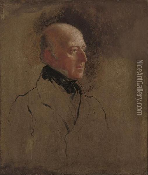 Portrait Study Of Admiral Sir Edward Codrington, Half-length Oil Painting - Sir George Hayter