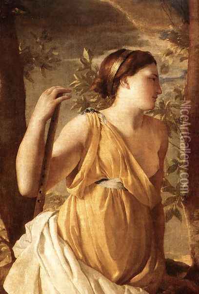 The Inspiration of the Poet (detail) c. 1630 Oil Painting - Nicolas Poussin