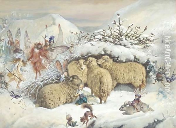 Fairies in the snow Oil Painting - John Anster Fitzgerald