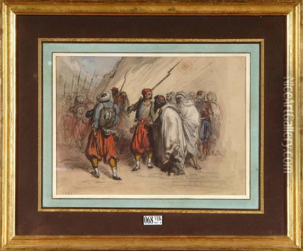 Tirailleurs Arabes Oil Painting - Eugene Pierre Francois Giraud