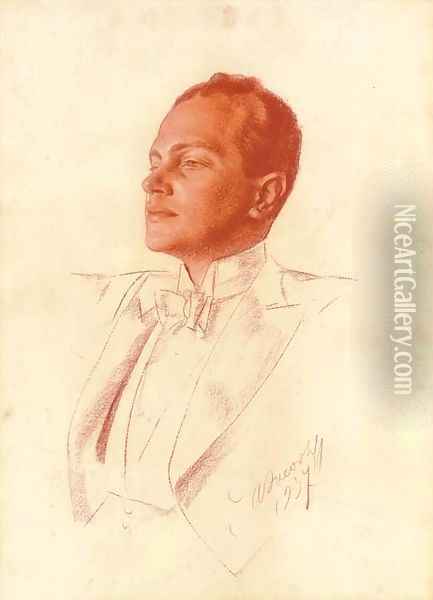 Portrait of Prokofiev Oil Painting - Aleksandr Evgen'evich Iakovlev