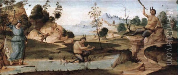 The Myth Of Athena And Marsyas Oil Painting - Francesco Granacci