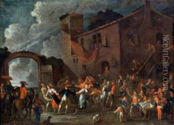 Tanz Der Landleute Im Freien Oil Painting - Cornelis de Wael