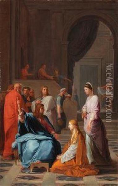 Christus Im Hause Von Maria Und Martha Oil Painting - Eustache Le Sueur