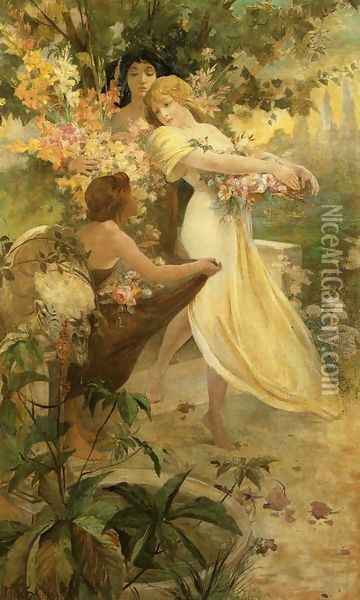 Flower, 1894 Oil Painting - Alphonse Maria Mucha