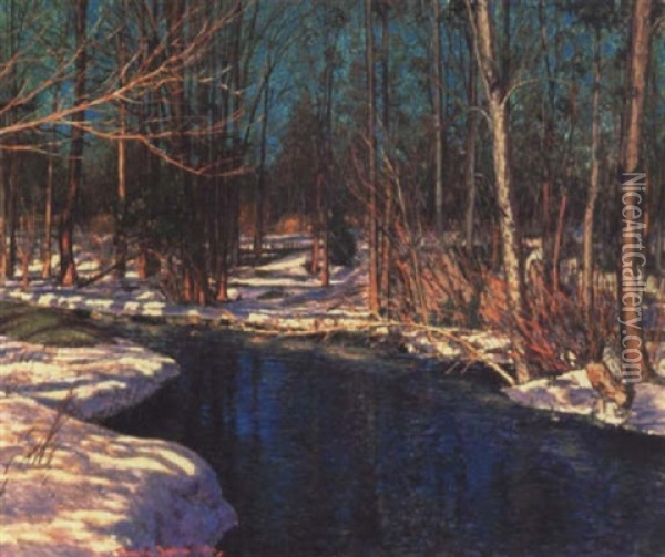 Spring Laughs At Winter Oil Painting - Francis Hans Johnston